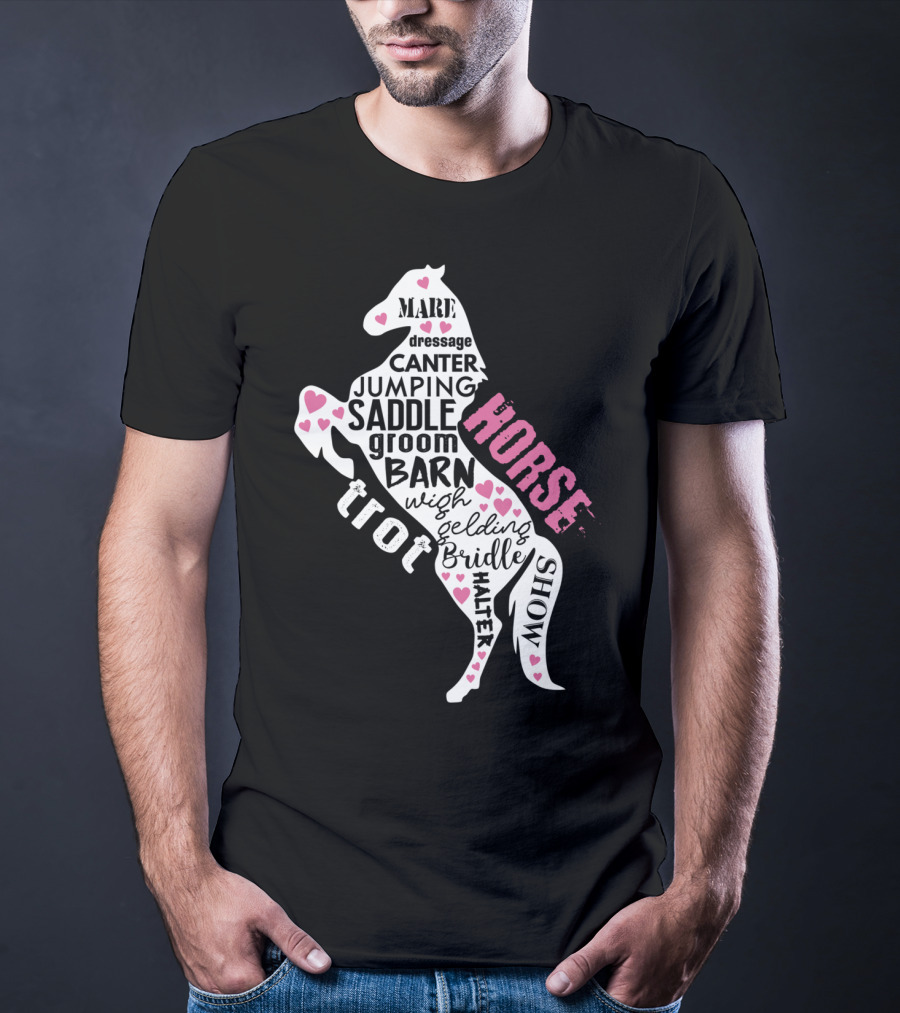 Dancing Horse Riding Girls Equestrian Mare Dressage Canter Jumping Saddle Barn Horse Show T-Shirt