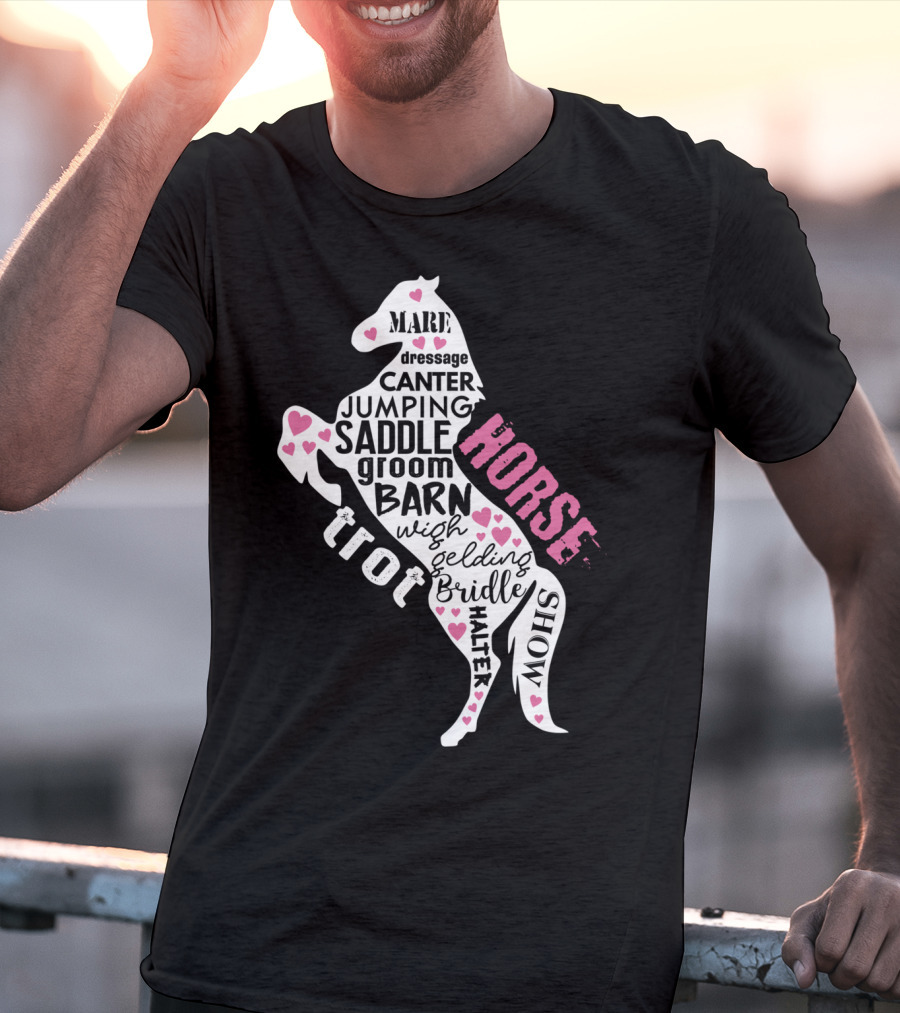 Dancing Horse Riding Girls Equestrian Mare Dressage Canter Jumping Saddle Barn Horse Show T-Shirt