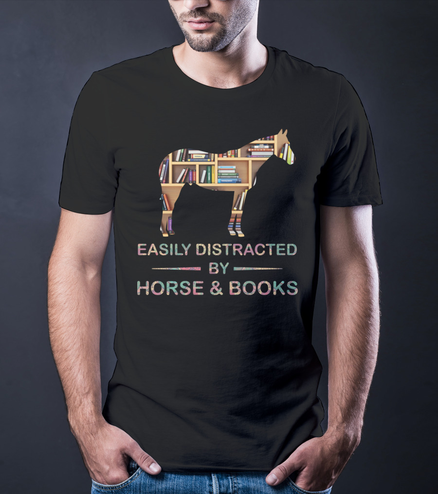 Easily Distracted By Horse And Books T-Shirt
