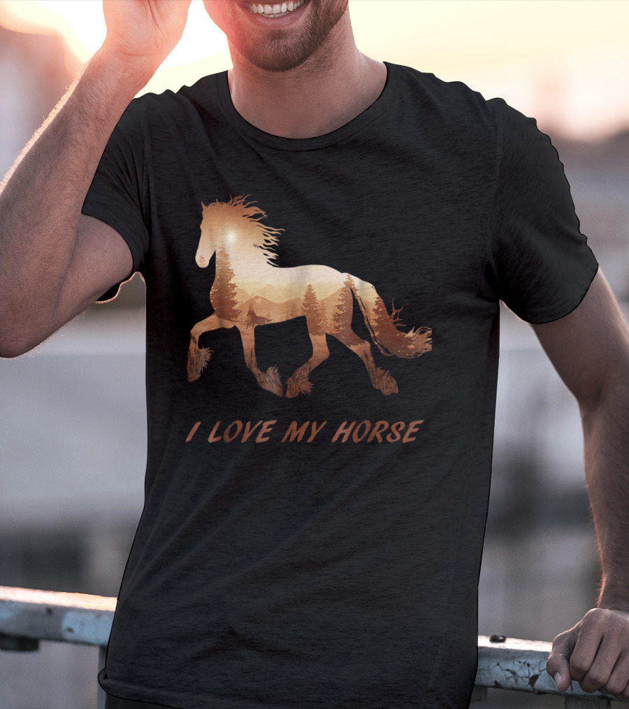 I Love My Horse Riding Sunset T-Shirt