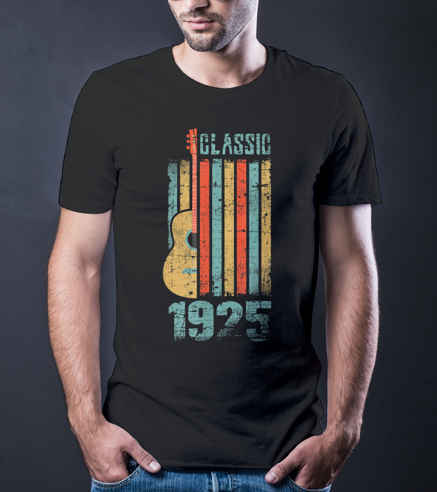 Classic 1925 Guitar Music Vintage Stripes T-Shirt