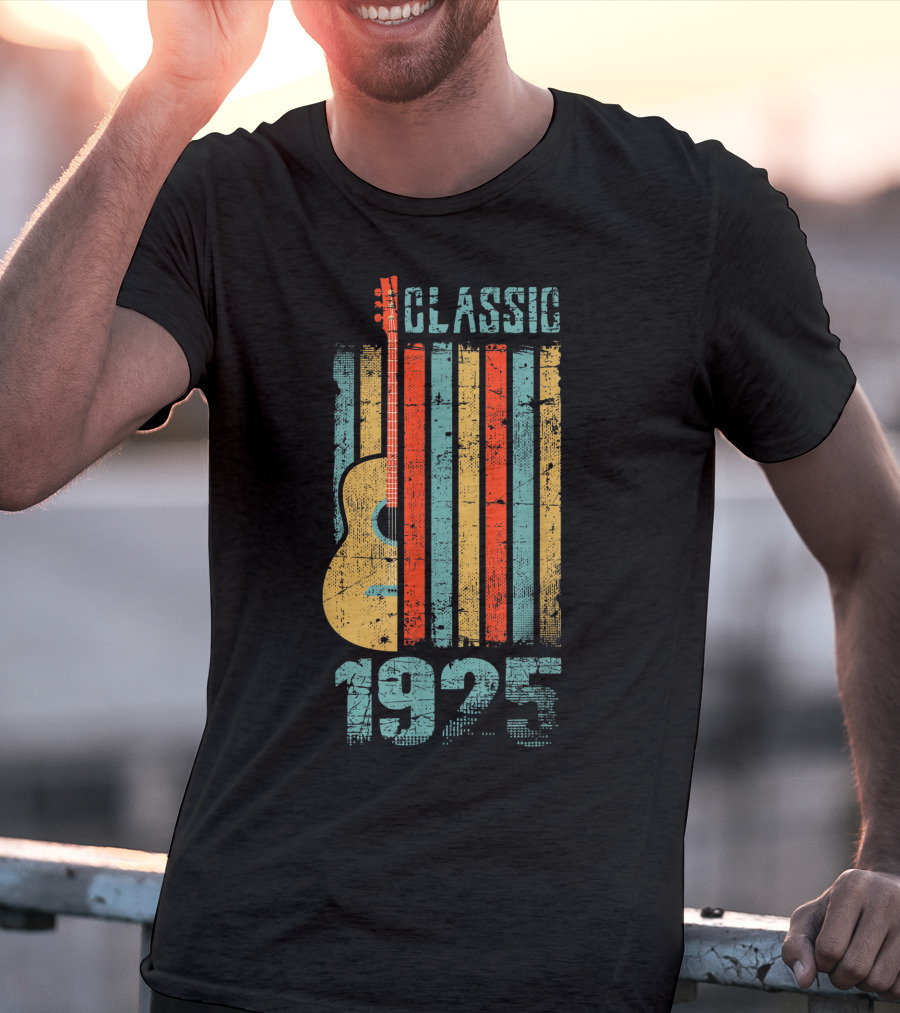 Classic 1925 Guitar Music Vintage Stripes T-Shirt