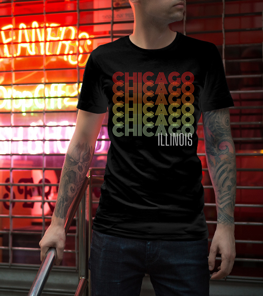 Chicago Illinois Gradient Text Classic ZB T-Shirt