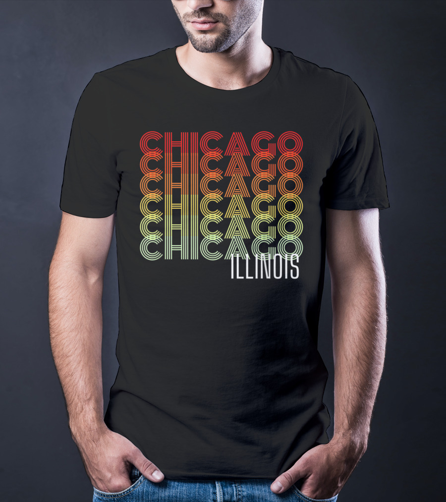 Chicago Illinois Gradient Text Classic ZB T-Shirt