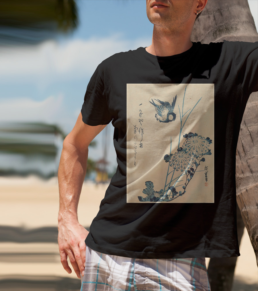 Classic Japanese Art Ukiyo-e Bird And Flowers Streetwear Aesthetic T-Shirt