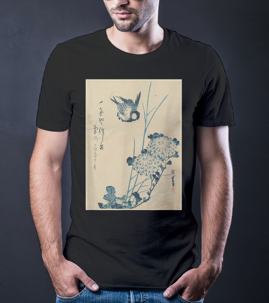 Classic Japanese Art Ukiyo-e Bird And Flowers Streetwear Aesthetic T-Shirt