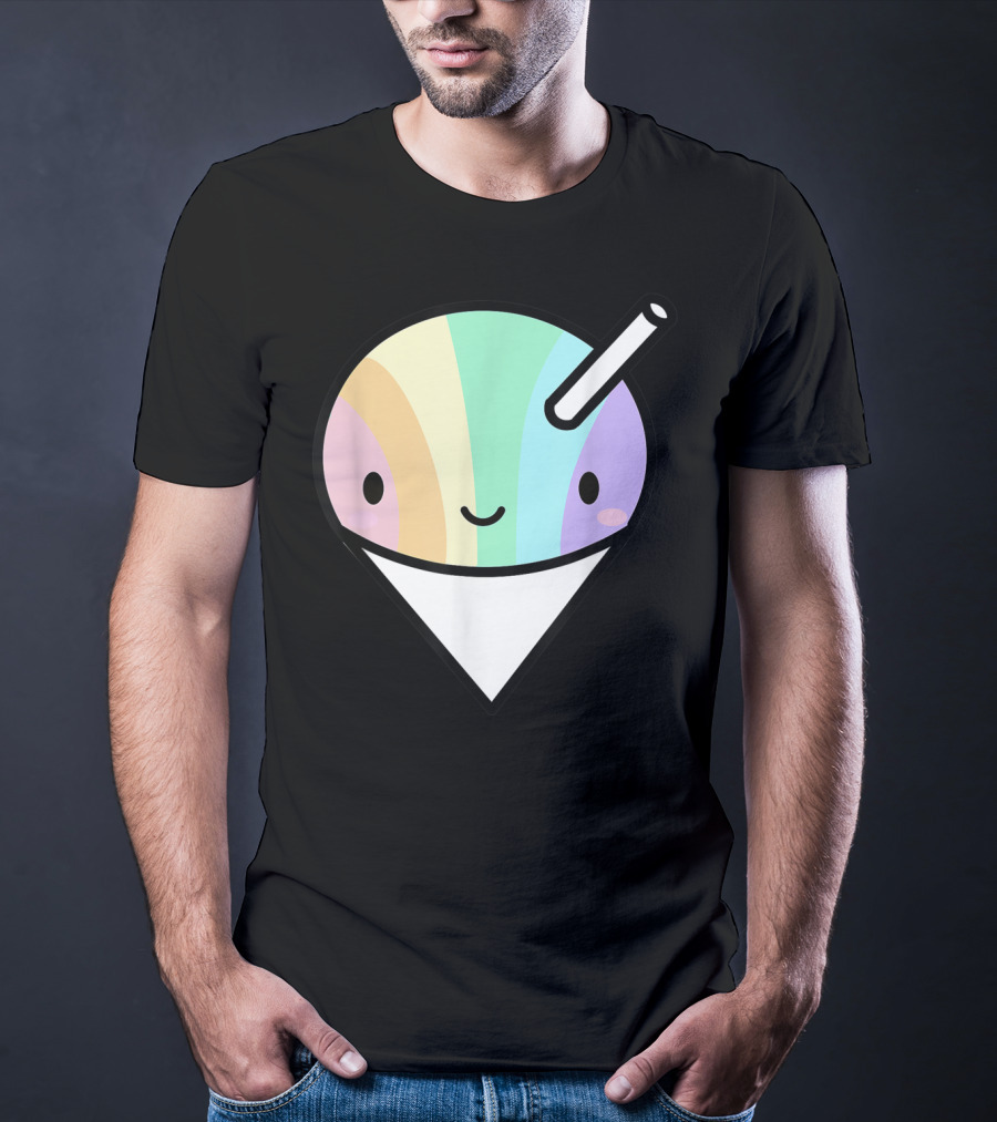 Kawaii Rainbow Shaved Ice Hawaiian Shave Ice Cute Smile Cone T-Shirt