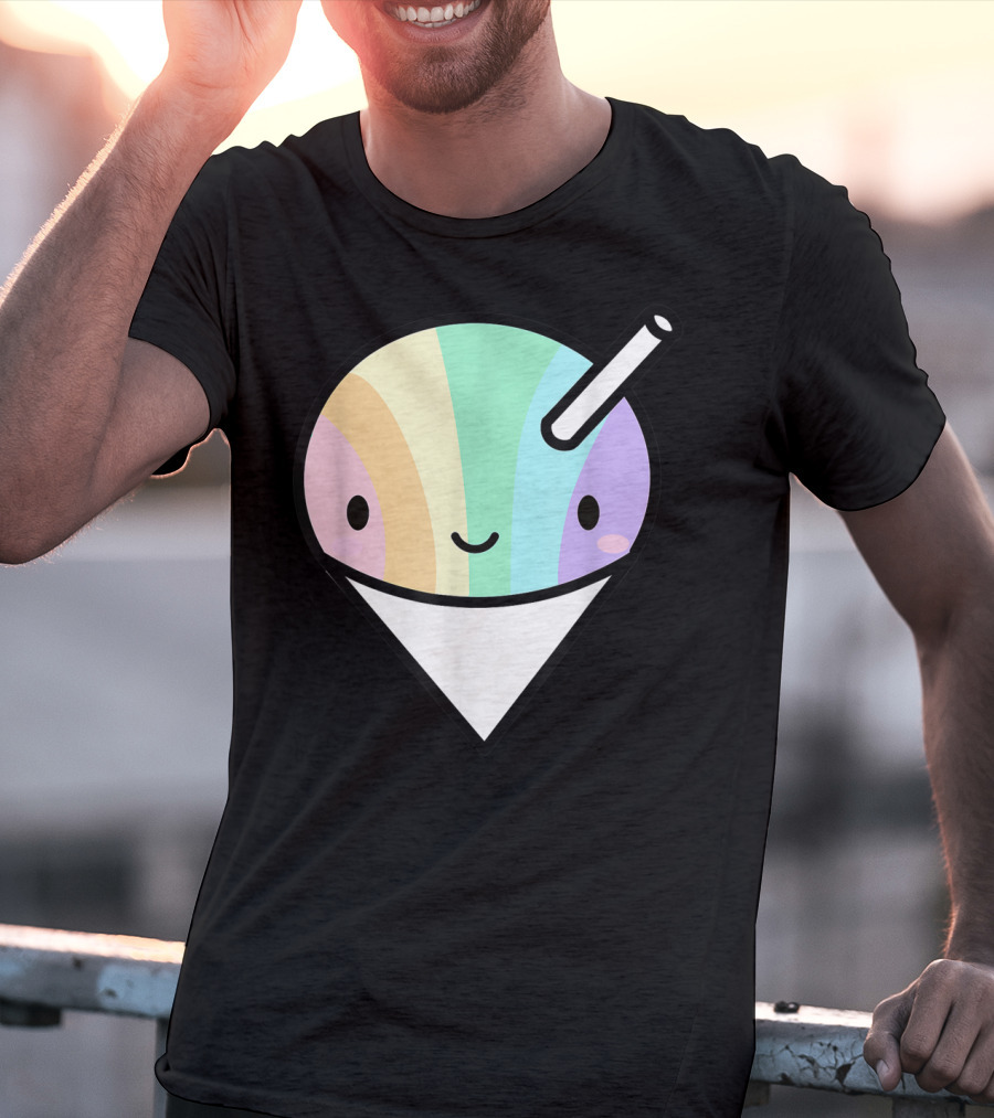 Kawaii Rainbow Shaved Ice Hawaiian Shave Ice Cute Smile Cone T-Shirt