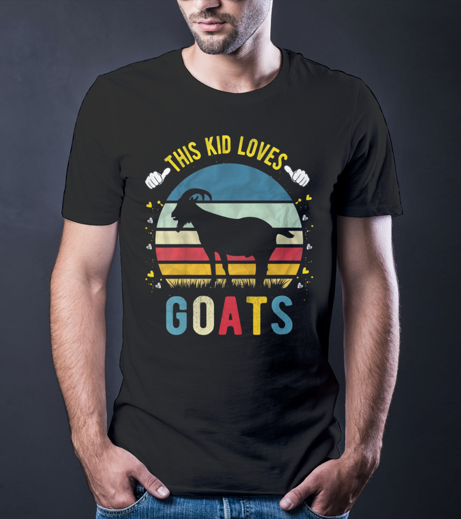 This Kid Loves Goats Boys And Girls Retro Goat T-Shirt