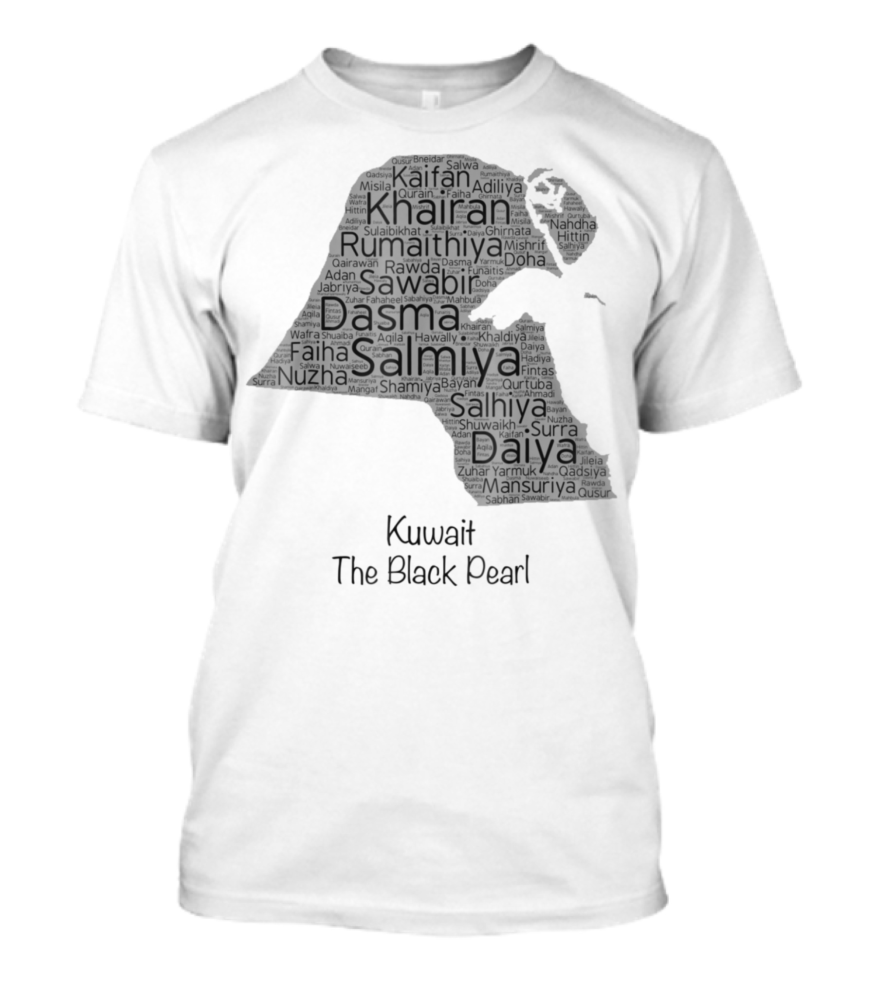 Kuwait's Outline Cities Including Salmiya Daiya The Black Pearl T-Shirt