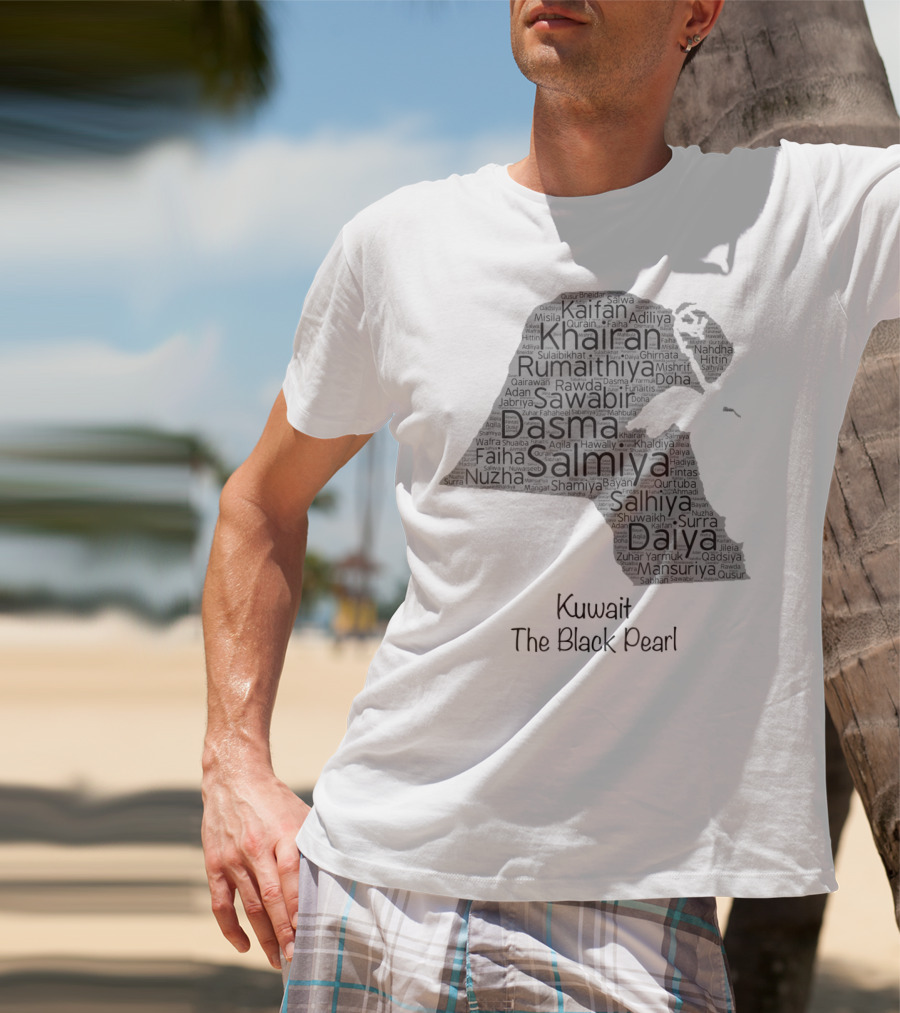 Kuwait's Outline Cities Including Salmiya Daiya The Black Pearl T-Shirt