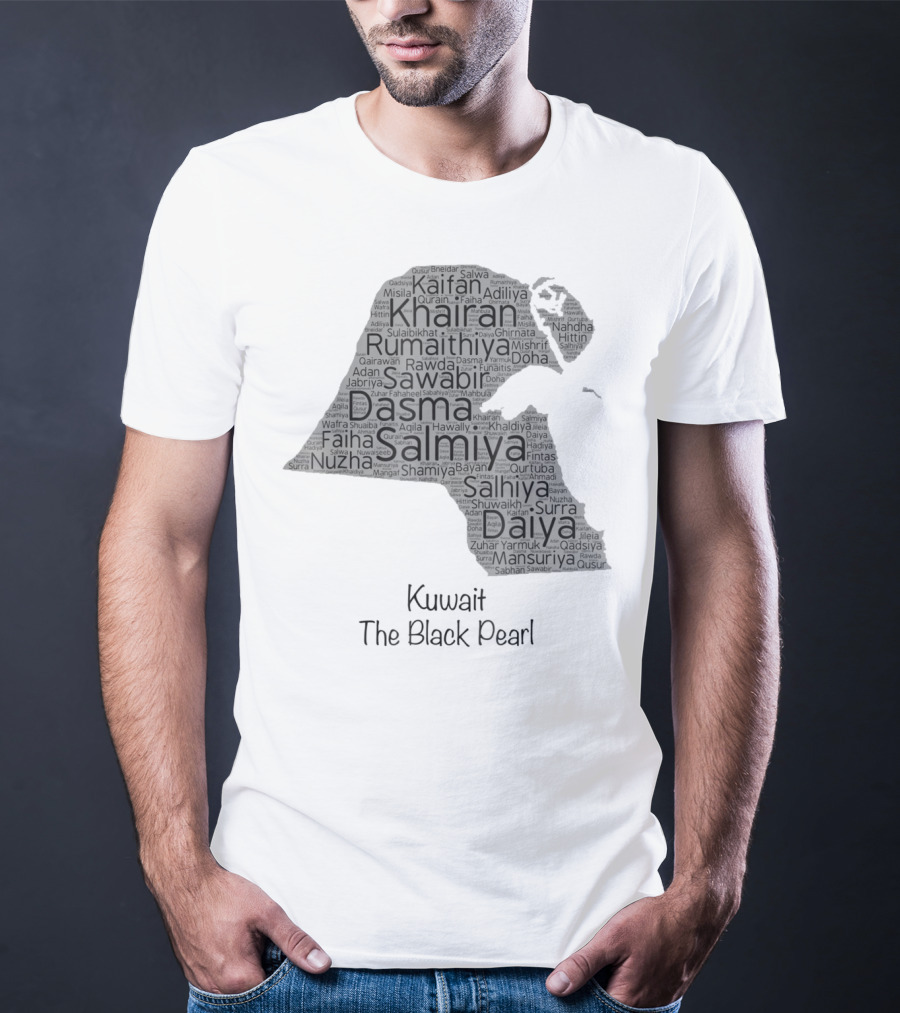 Kuwait's Outline Cities Including Salmiya Daiya The Black Pearl T-Shirt