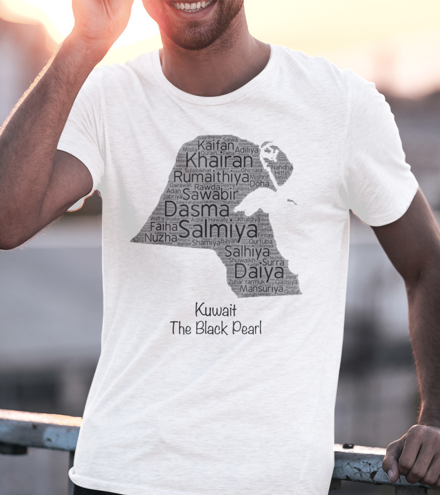 Kuwait's Outline Cities Including Salmiya Daiya The Black Pearl T-Shirt