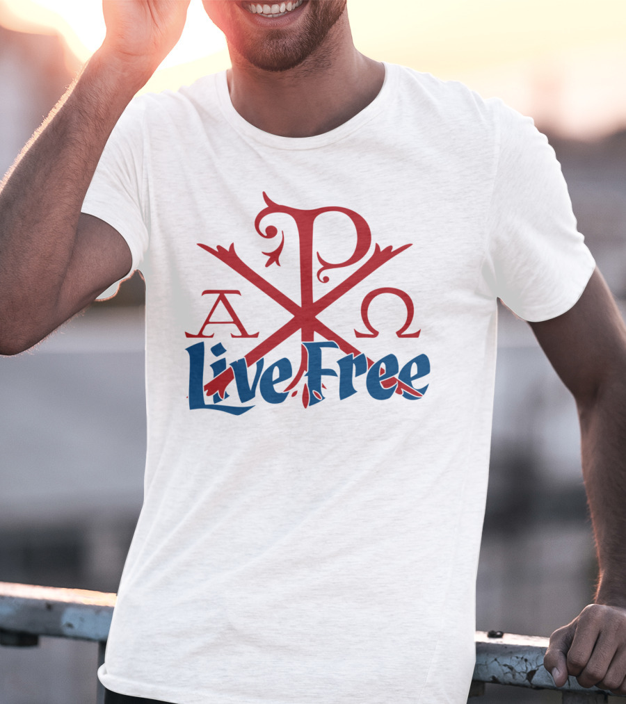 Live Free Red Chi Rho Alpha Omega T-Shirt