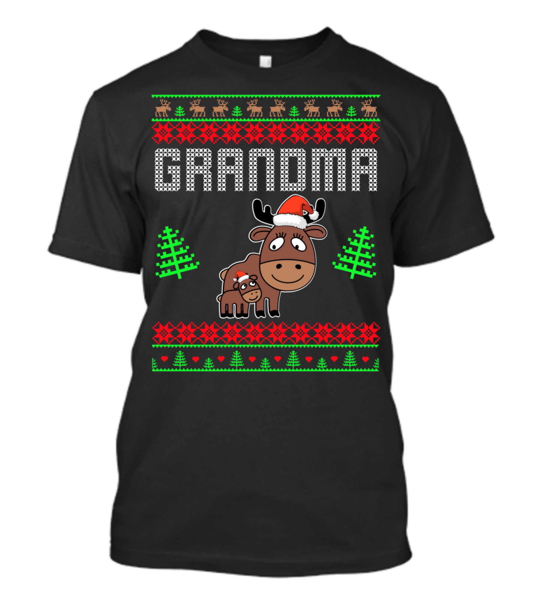 Grandma Christmas Moose Family Matching Holiday T-Shirt