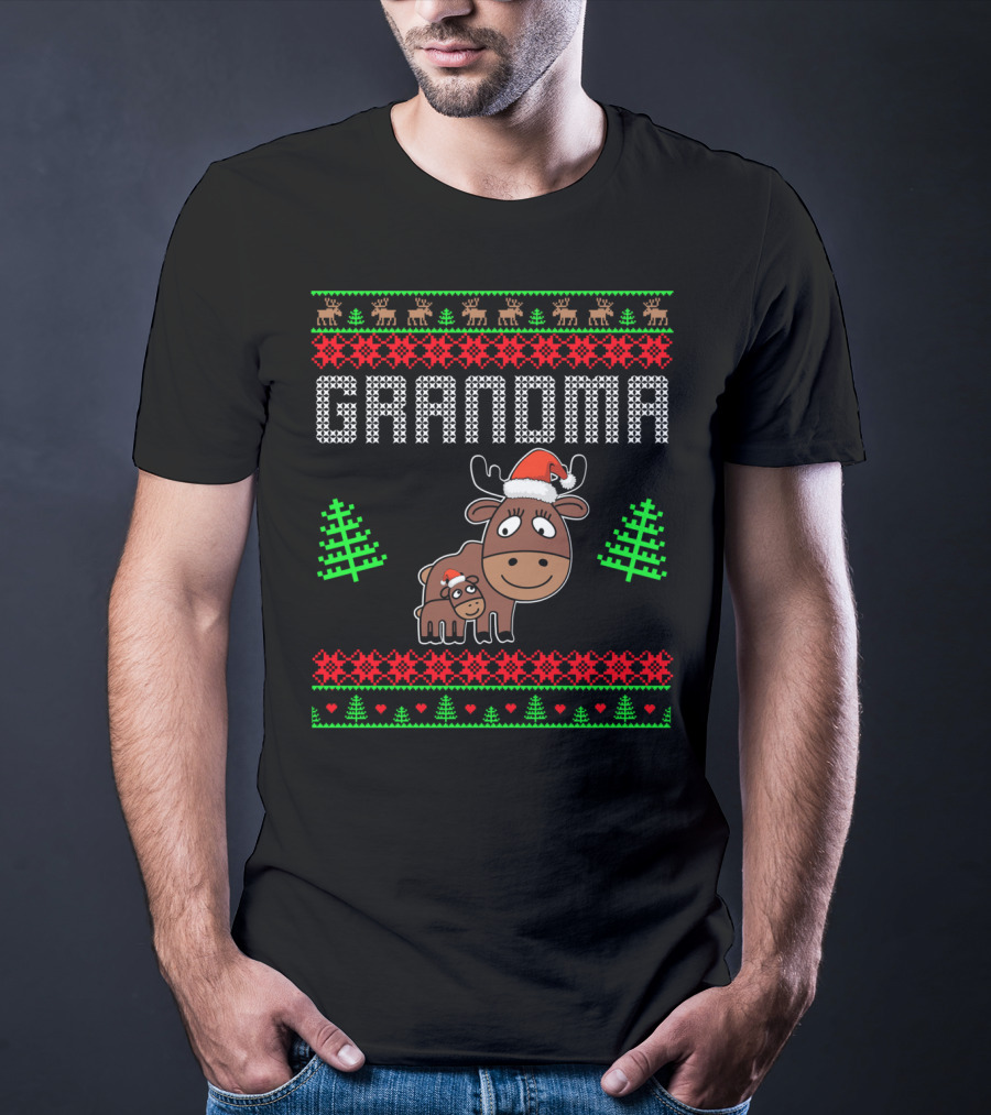 Grandma Christmas Moose Family Matching Holiday T-Shirt