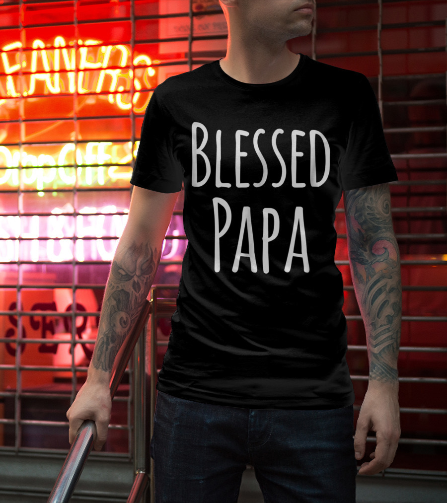 Mens Blessed Papa Christmas Family T-Shirt
