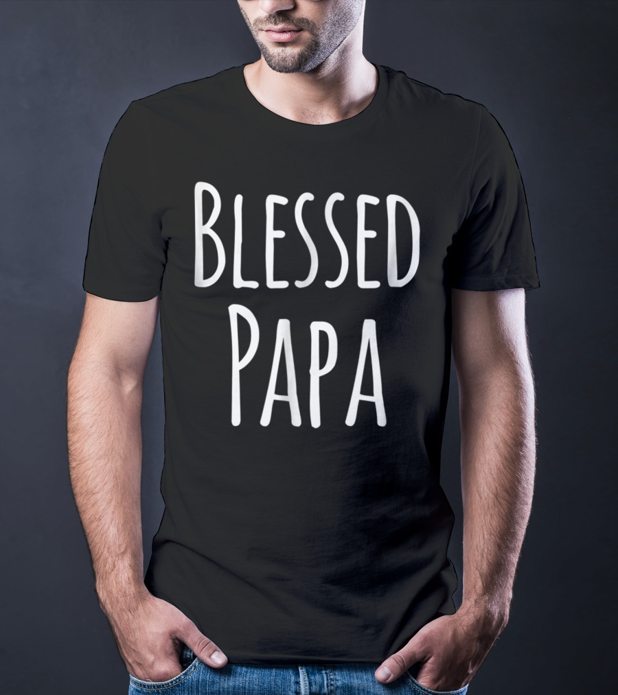 Mens Blessed Papa Christmas Family T-Shirt