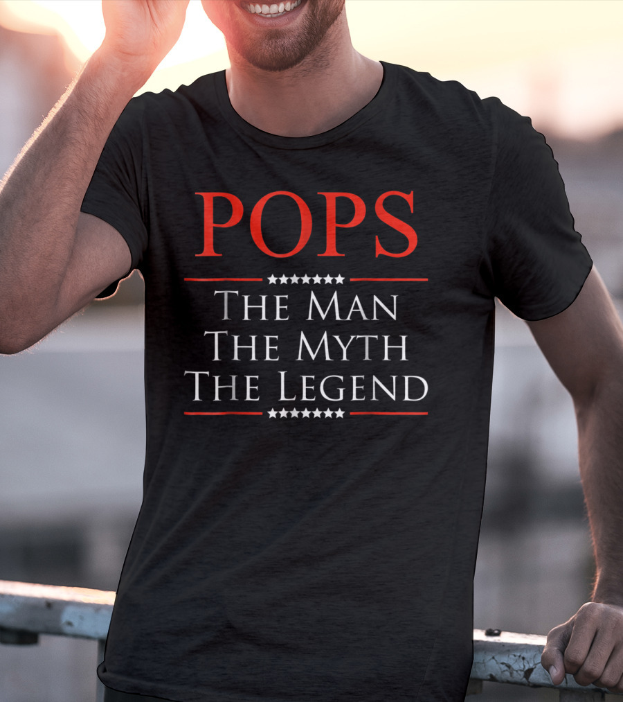 Mens Pops The Man The Myth The Legend Stars T-Shirt