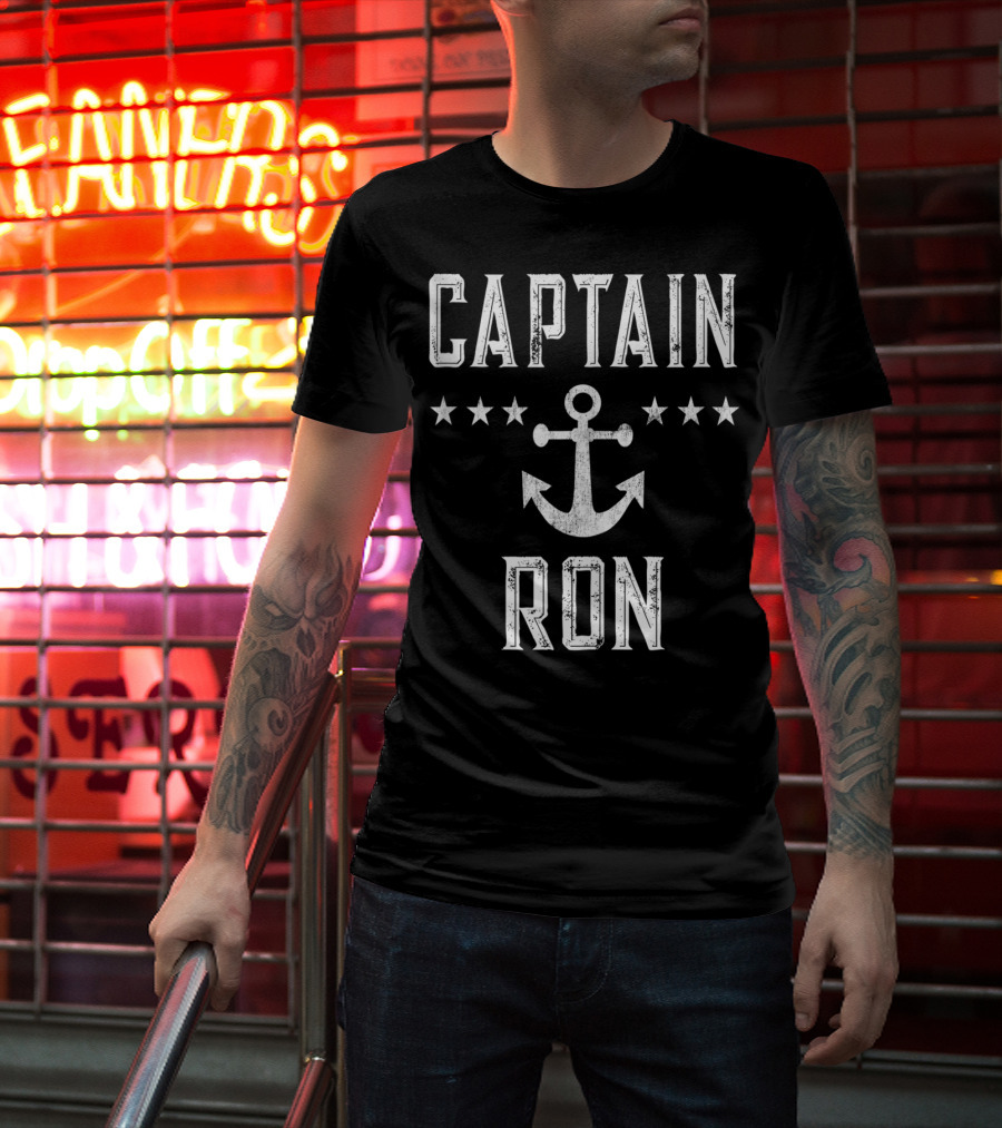 Captain Ron Vintage Anchor Star Design Mens Family Cruise Lake T-Shirt