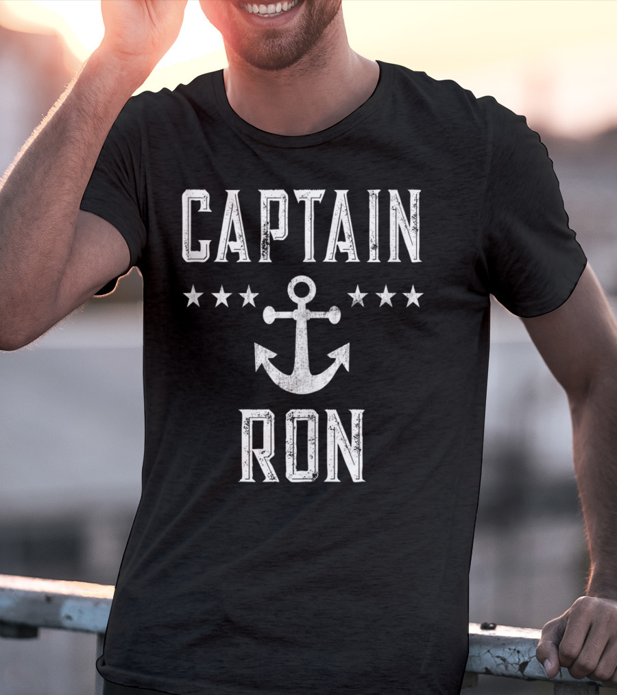 Captain Ron Vintage Anchor Star Design Mens Family Cruise Lake T-Shirt