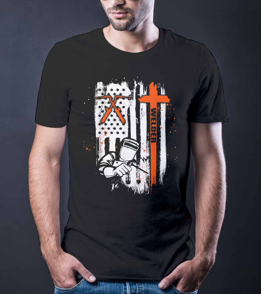 Welder American Flag USA Crossed Tools Patriotic T-Shirt