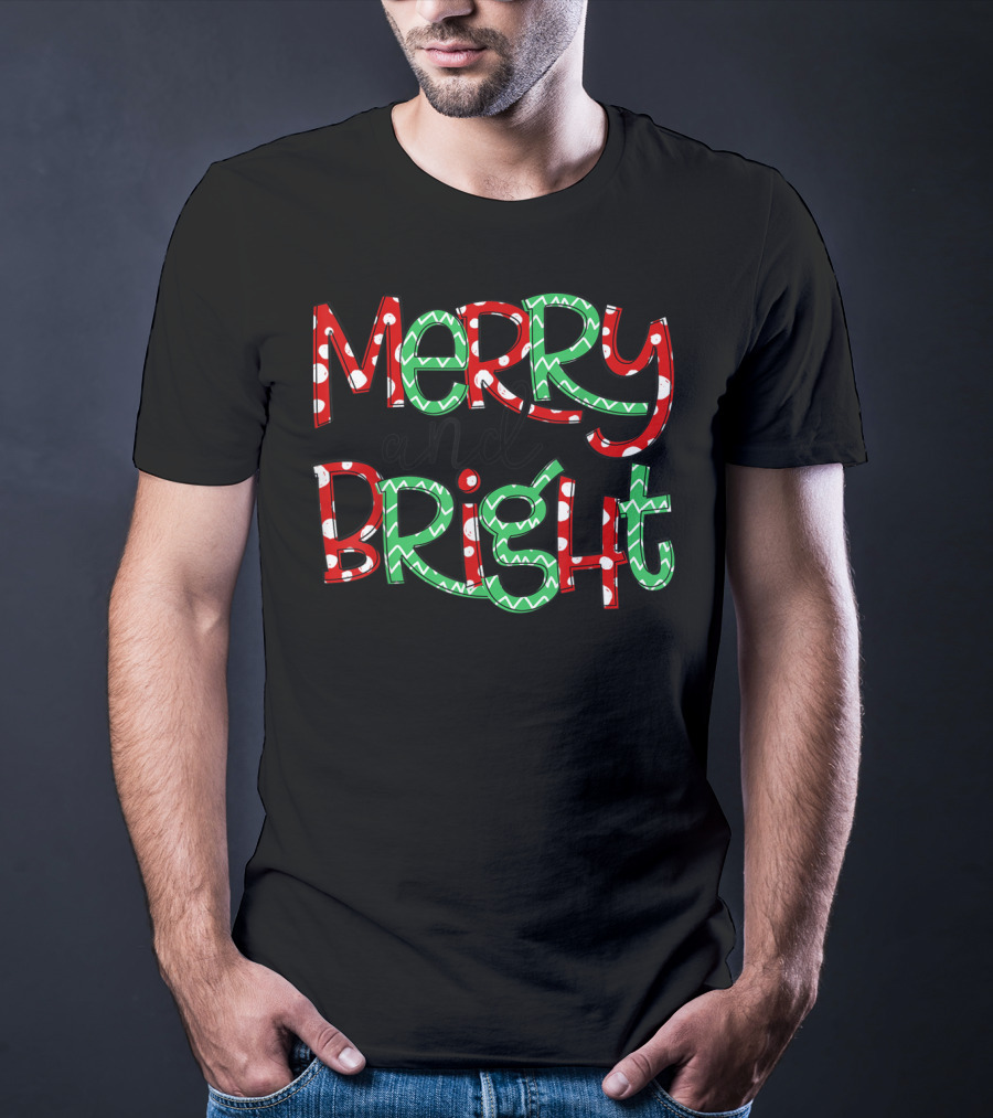 Merry And Bright Christmas Polka Dots T-Shirt