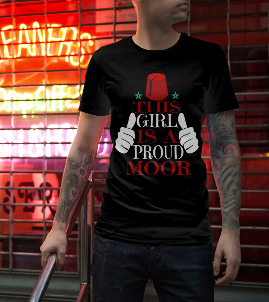 Moorish American This Girl Is A Proud Moor Fez Hat Thumbs Up Stars T-Shirt
