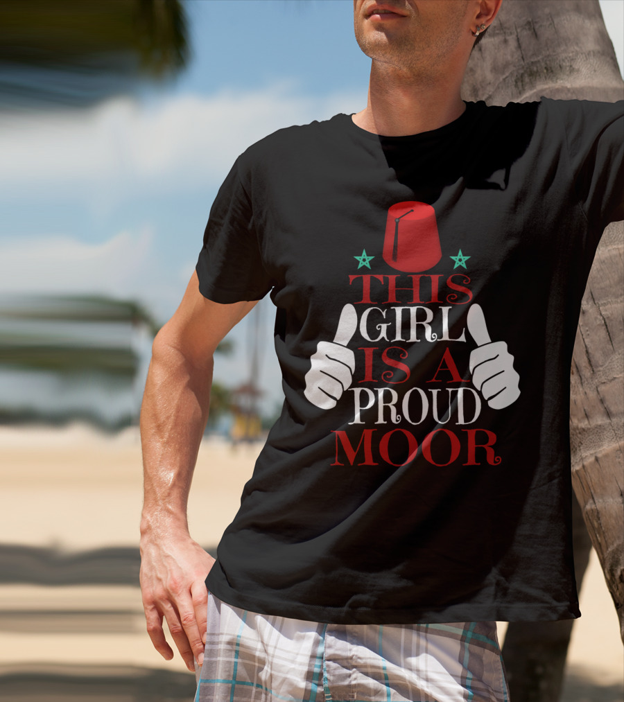 Moorish American This Girl Is A Proud Moor Fez Hat Thumbs Up Stars T-Shirt