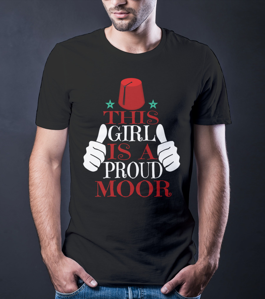 Moorish American This Girl Is A Proud Moor Fez Hat Thumbs Up Stars T-Shirt