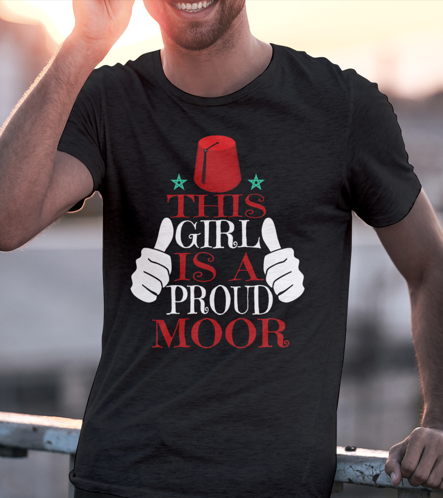 Moorish American This Girl Is A Proud Moor Fez Hat Thumbs Up Stars T-Shirt