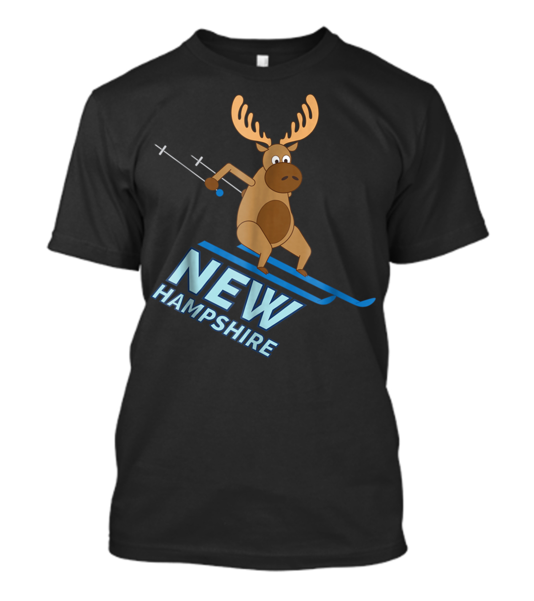 New Hampshire Skiing Moose Winter Fun T-Shirt