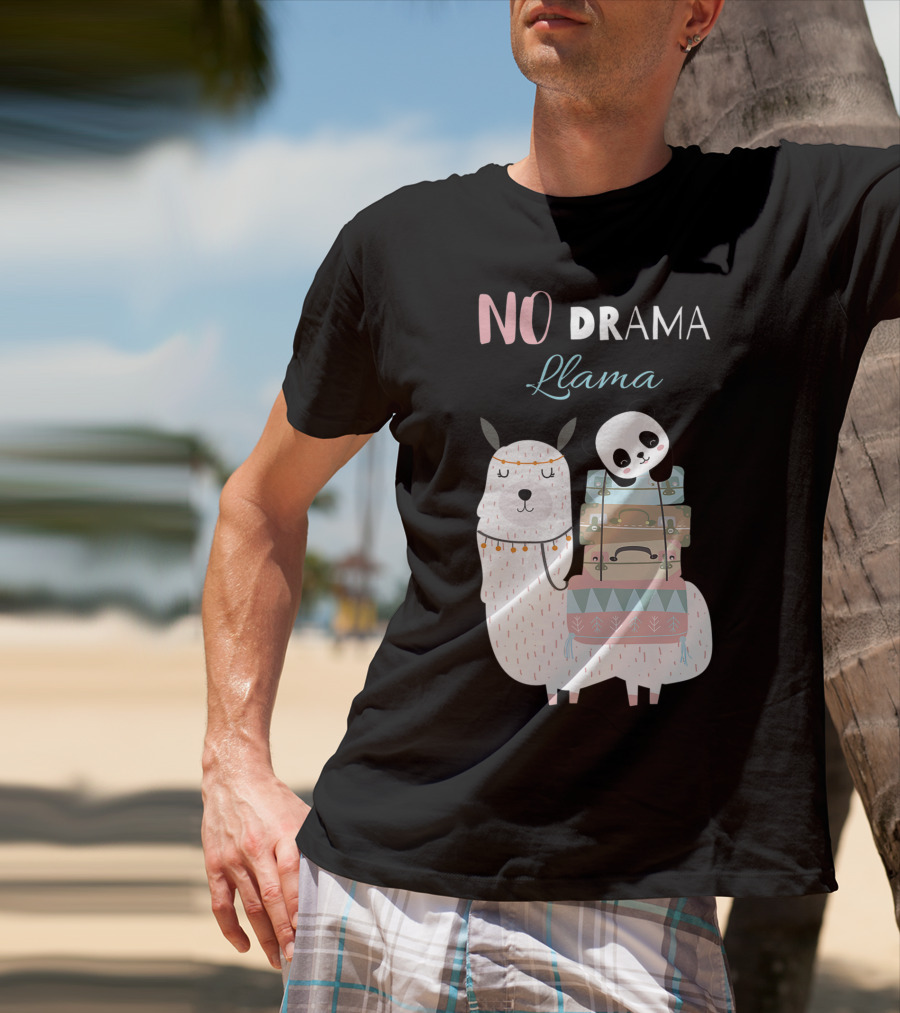 No Drama Llama Cute Panda On Llama With Suitcases T-Shirt