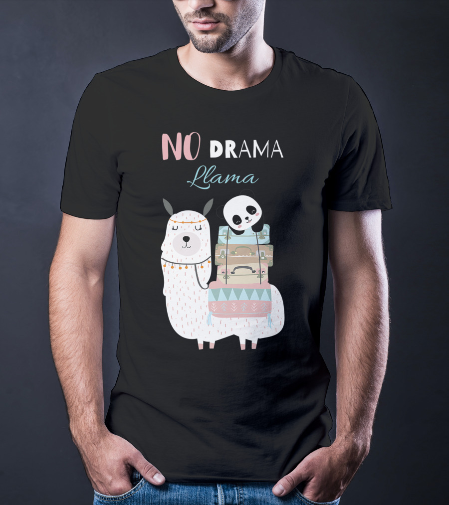 No Drama Llama Cute Panda On Llama With Suitcases T-Shirt