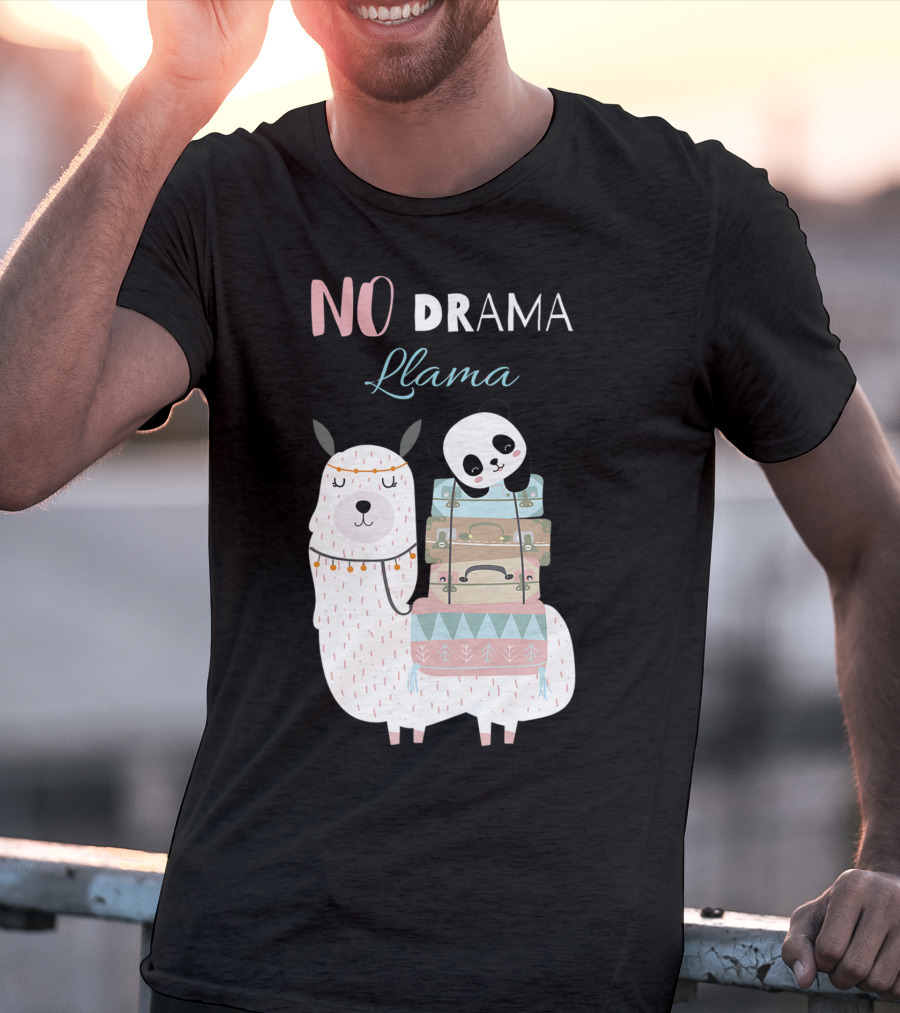No Drama Llama Cute Panda On Llama With Suitcases T-Shirt