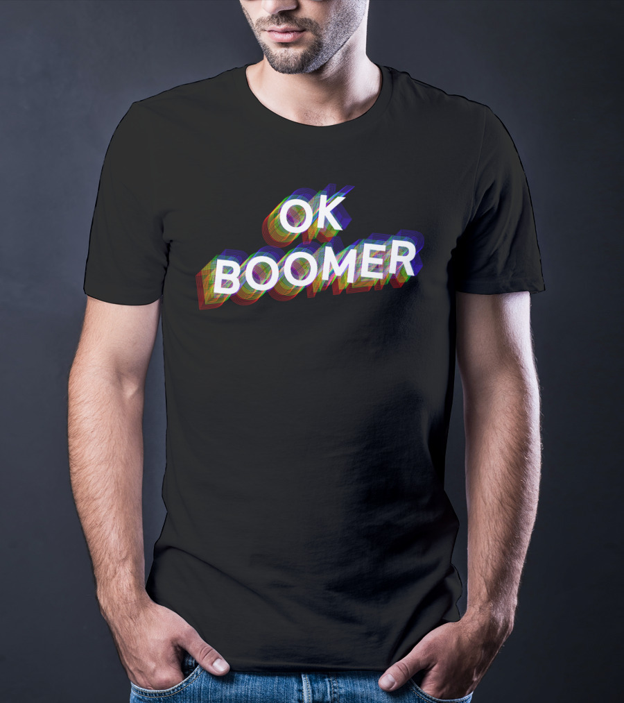 OK Boomer Colorful Funny Trendy Gen Text Glitch T-Shirt