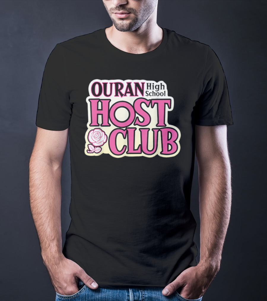 Ouran High School Host Club Anime Series Logo With Rose T-Shirt