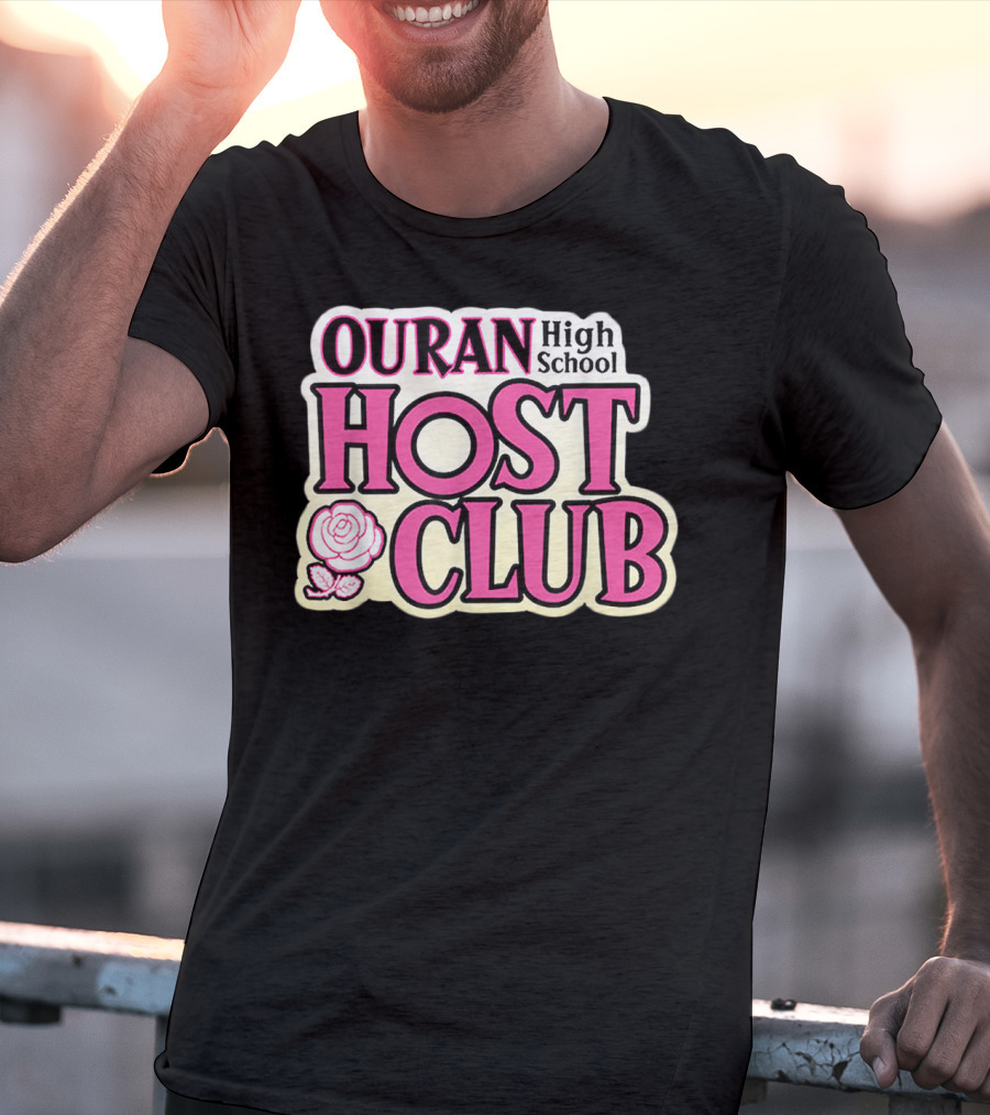 Ouran High School Host Club Anime Series Logo With Rose T-Shirt