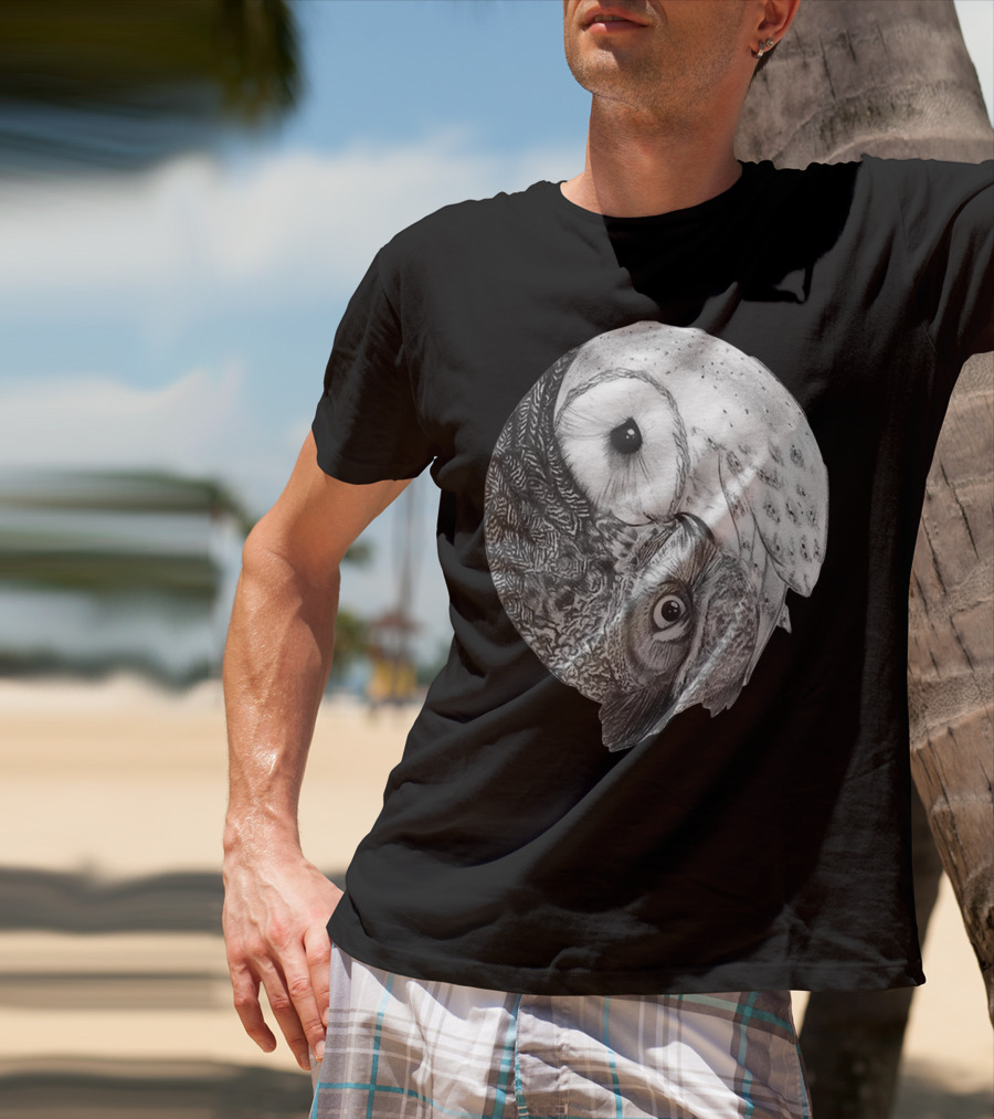 Snowy Owl Barn Owl Yin Yang T-Shirt