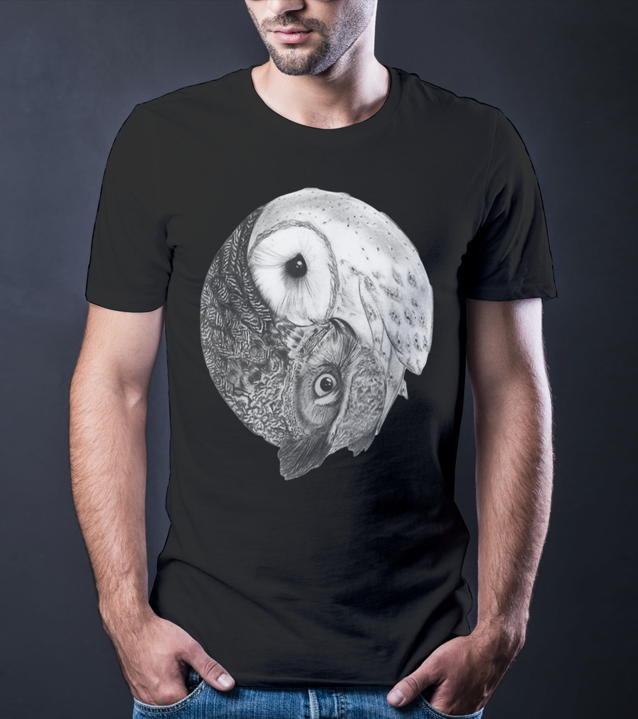 Snowy Owl Barn Owl Yin Yang T-Shirt
