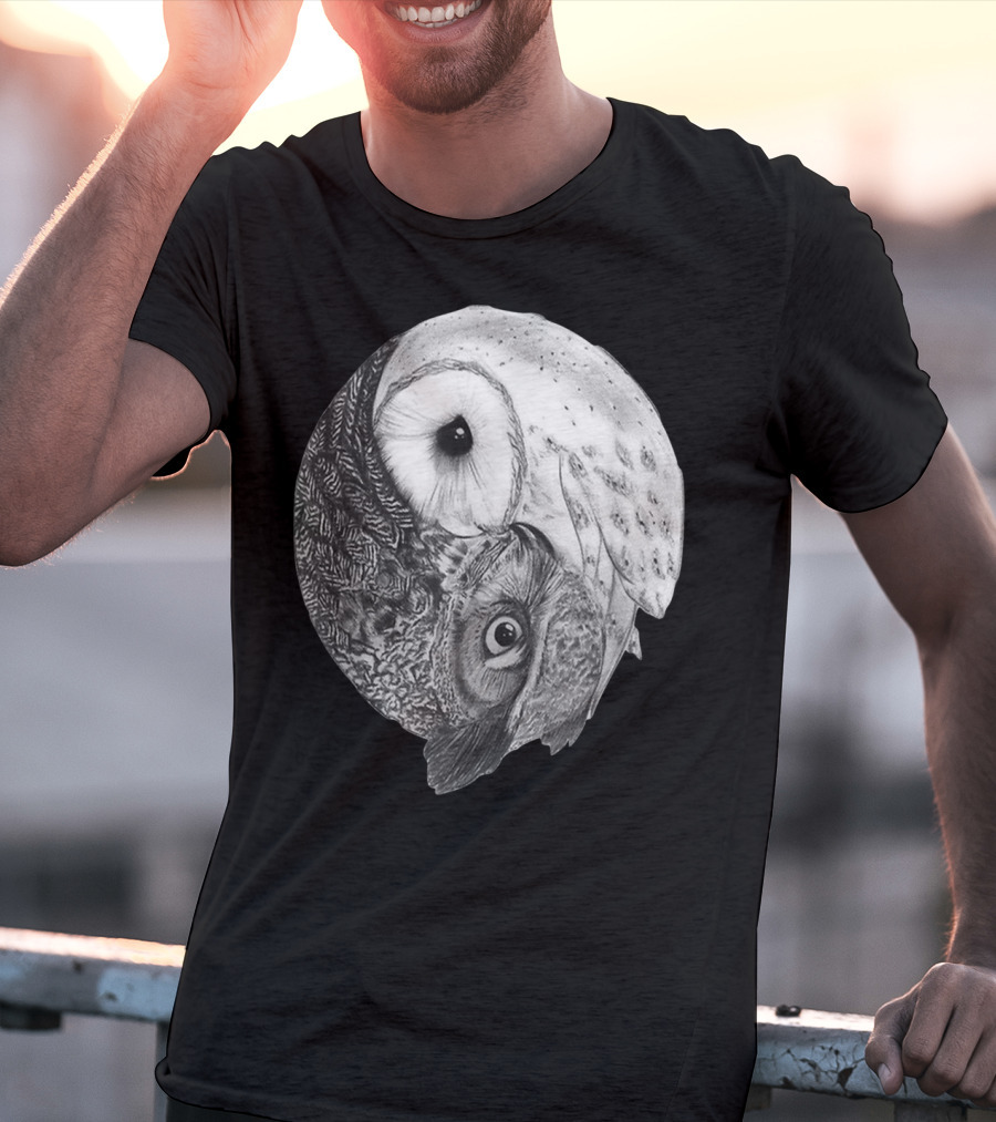 Snowy Owl Barn Owl Yin Yang T-Shirt