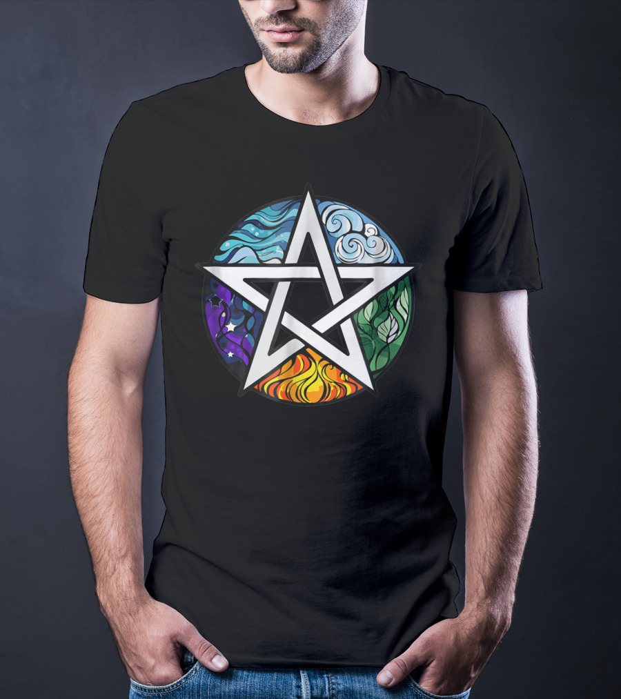 Pagan Witch Pentacle Elements Mens Womens T-Shirt