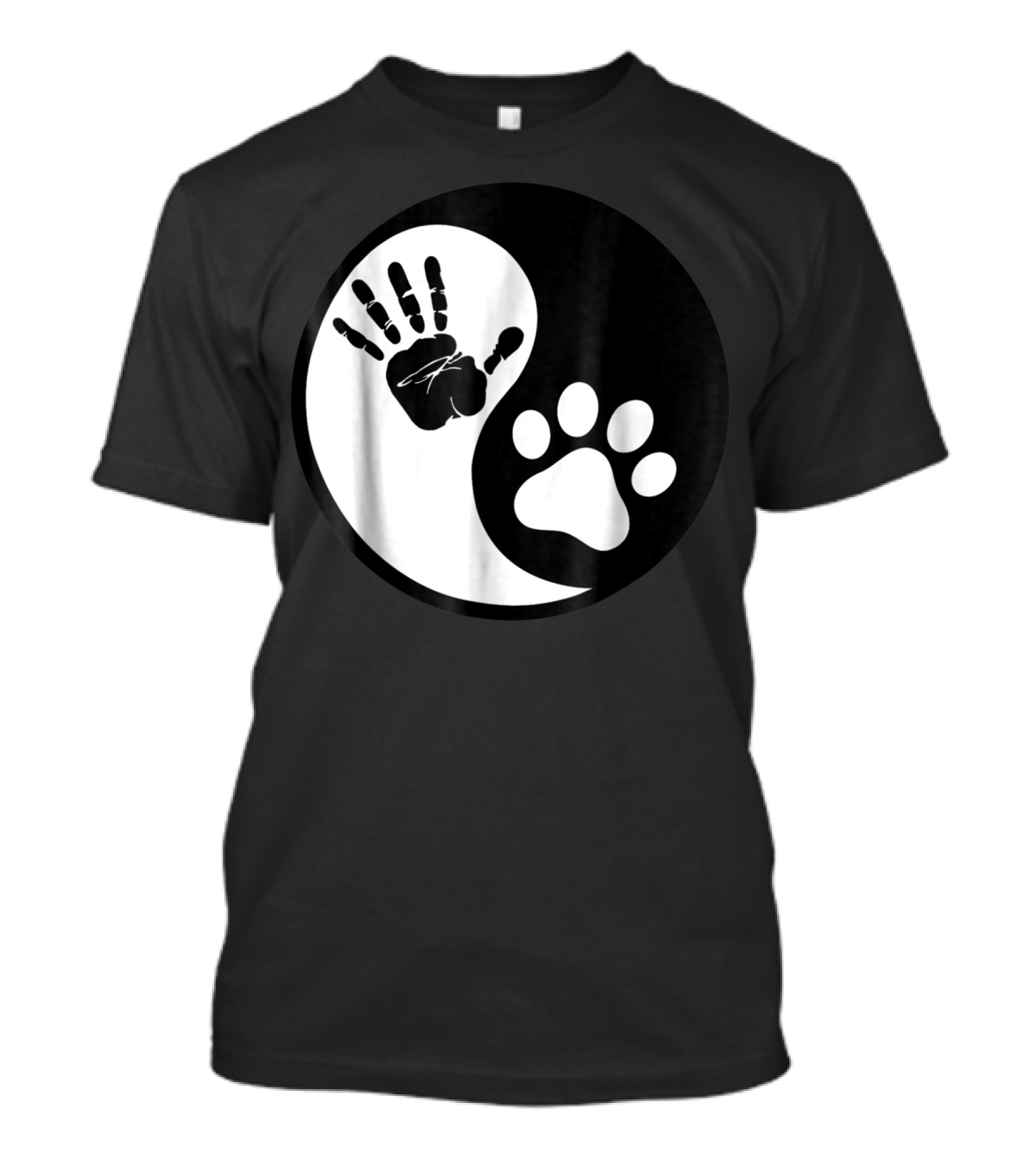 Yin Yang Pet Paw Print Hand Friends T-Shirt