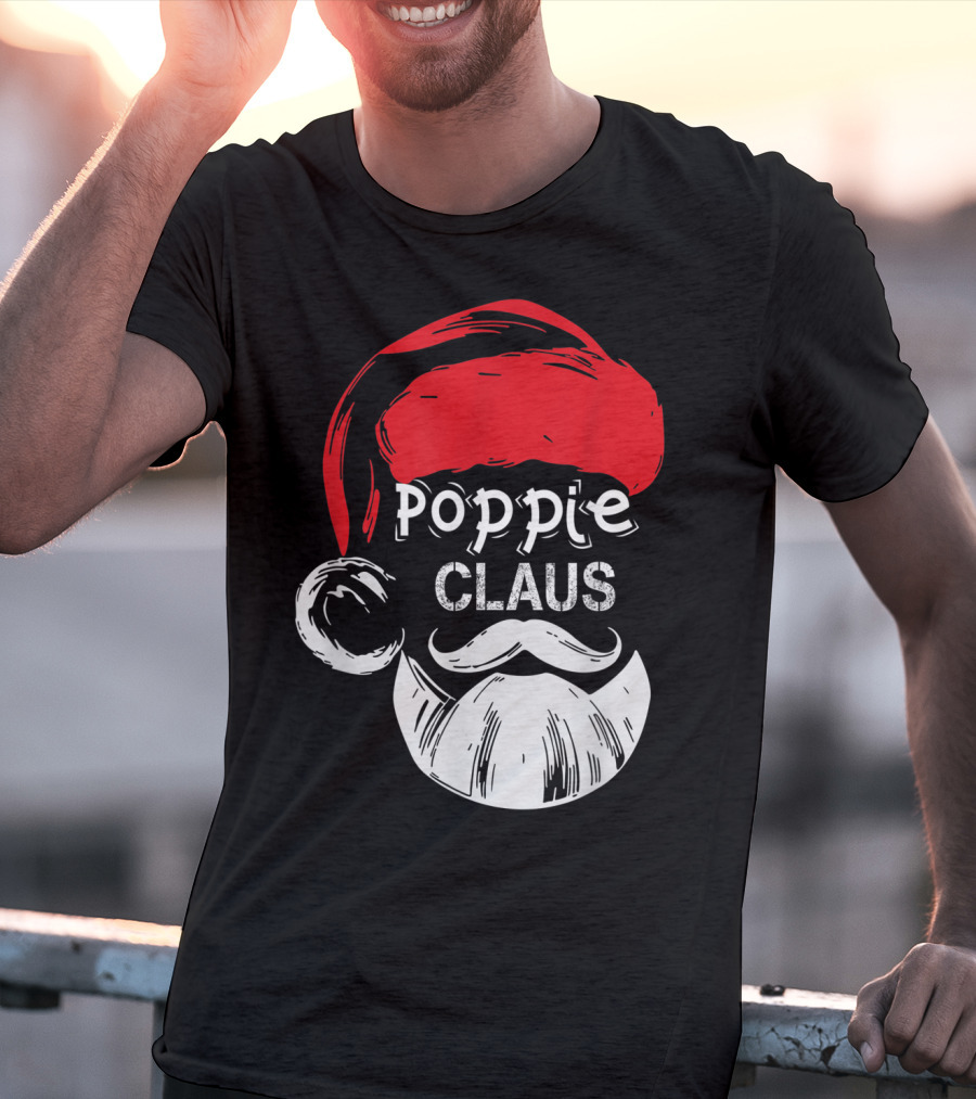 Poppie Claus Santa Hat Christmas Grandpa T-Shirt