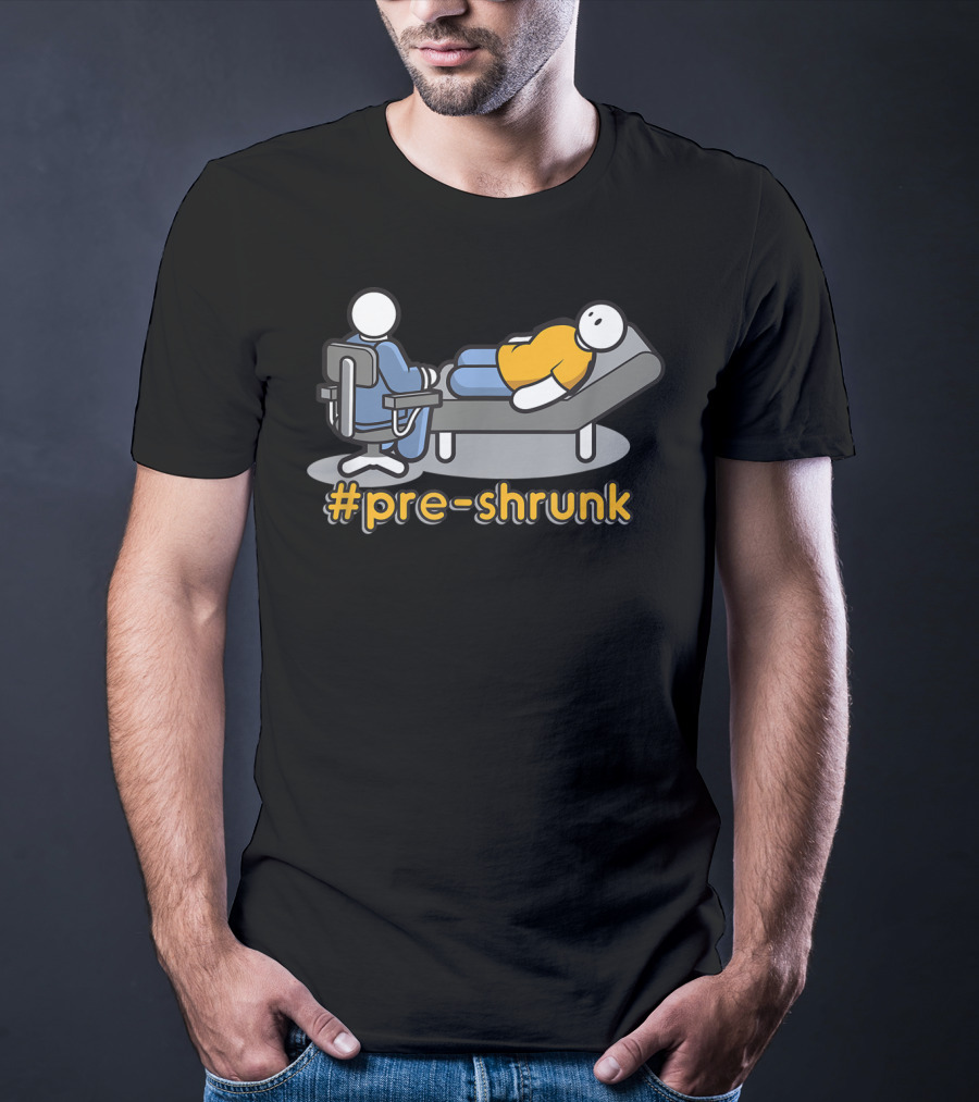 Pre-Shrunk Couch Therapy Icon With Casual Stick Figures T-Shirt