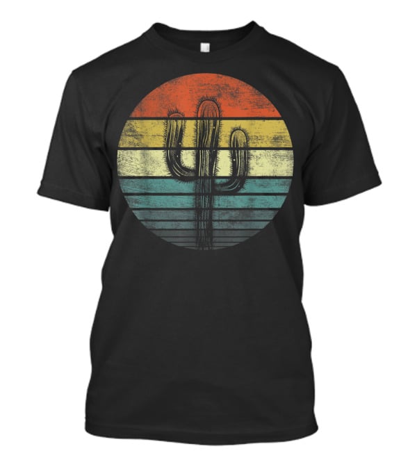 Retro Saguaro Cactus Sunset Stripes Cactaceae Vintage Vibes T-Shirt