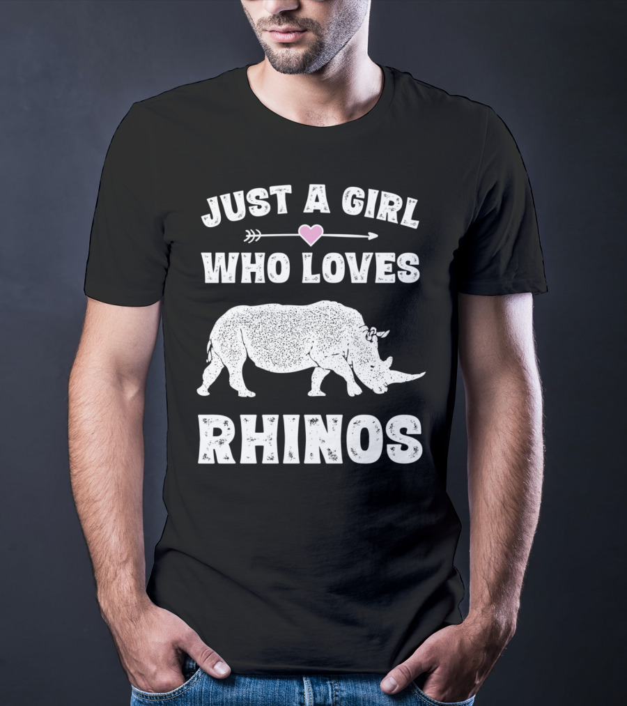 Just A Girl Who Loves Rhinos Retro Vintage Rhinoceros T-Shirt