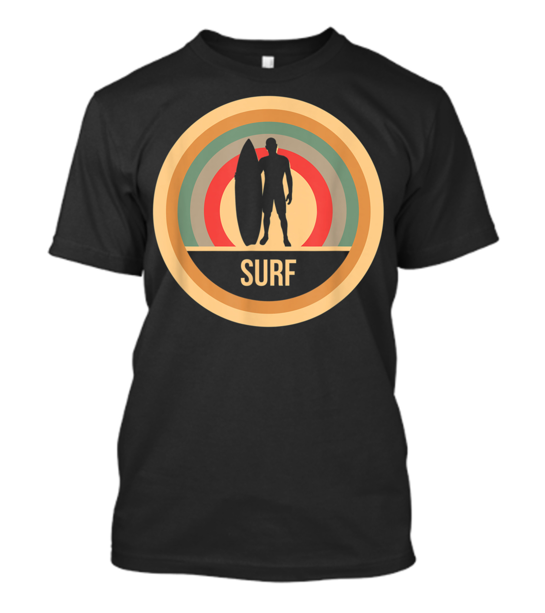 Surf Retro Vintage Surfers Rainbow Circle T-Shirt