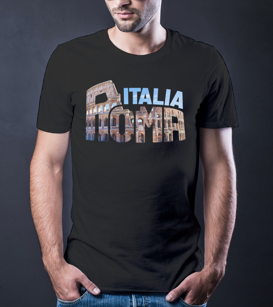 Italia Roma Colosseum Typography T-Shirt