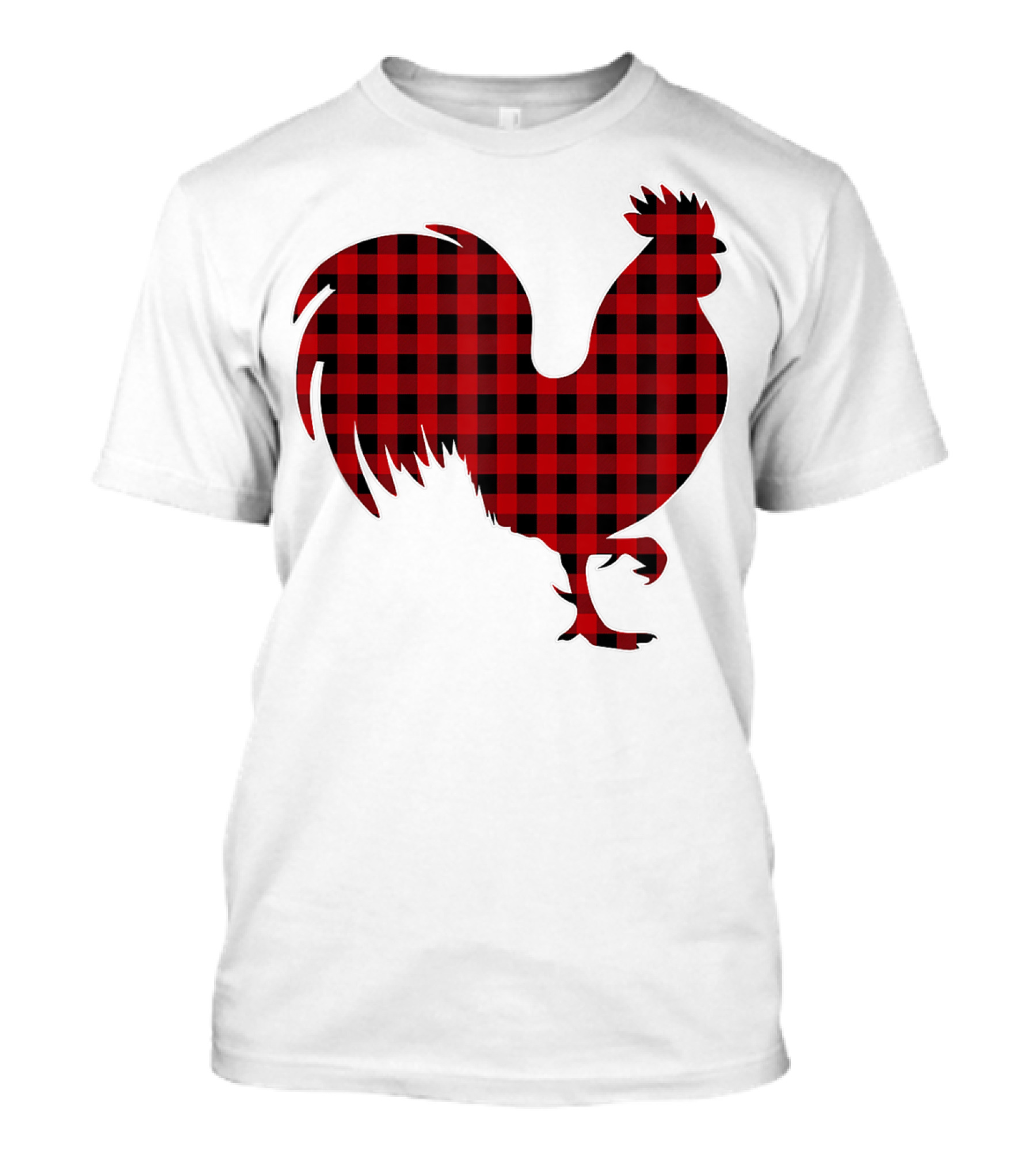 Rooster Red Plaid Buffalo Check T-Shirt